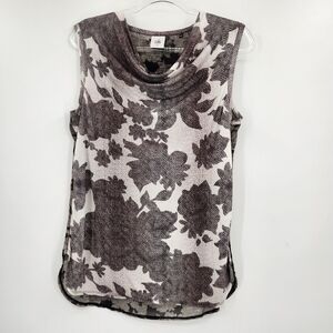 Cabi Tango Floral Drape Tank Blouse Womens Size Small Black White